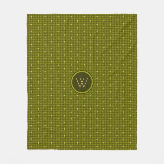 Olive mit Gold Accent Hahnentrittmuster Fleece Bla (Vorderseite)