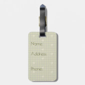 Olive mit Gold Accent Hahnentrittmuster Gepäckmark Gepäckanhänger (Rückseite vertikal)