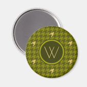 Olive mit Gold Accent Hahnentrittmuster Magnet (Vorderseite/Rückseite)