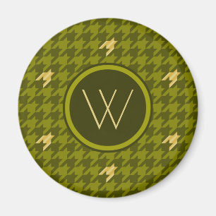 Olive mit Gold Accent Hahnentrittmuster Magnet