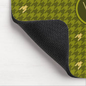 Olive mit Gold Accent Hahnentrittmuster Mousepad (Ecke)