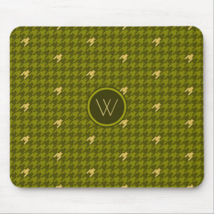 Olive mit Gold Accent Hahnentrittmuster Mousepad