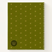 Olive mit Gold Accent Hahnentrittmuster Notebook Notizblock (Rückseite)