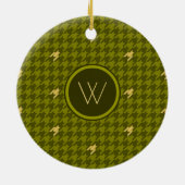 Olive mit Gold Accent Hahnentrittmuster Ornament (Hinten)