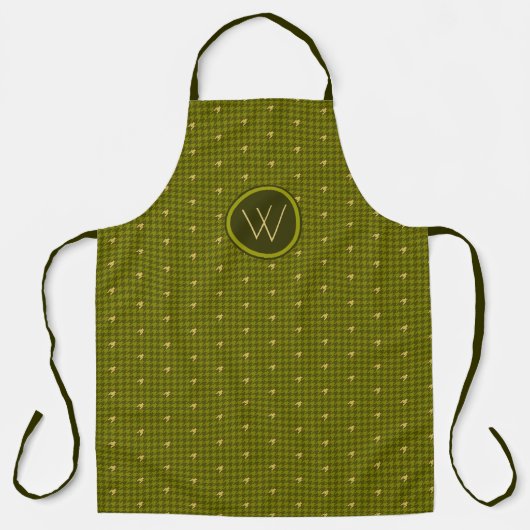 Olive mit Gold Accent Hahnentrittmuster Schürze (Vorderseite)
