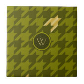 Olive mit Gold Accent Hahnentrittmuster Tile Fliese (Vorderseite)