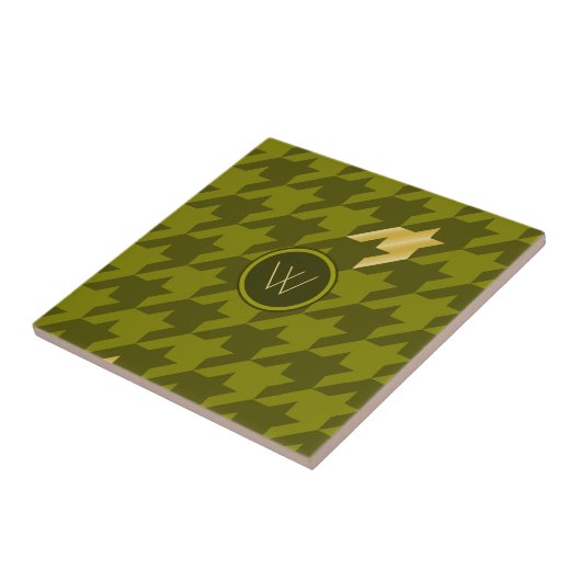 Olive mit Gold Accent Hahnentrittmuster Tile Fliese (Seite)