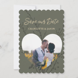 Olive Modern Foto Hörrahmen Save the Date Einladung