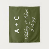 Olive Modern Personalisierte Hochzeitssymbol Wandteppich (Vorderseite)