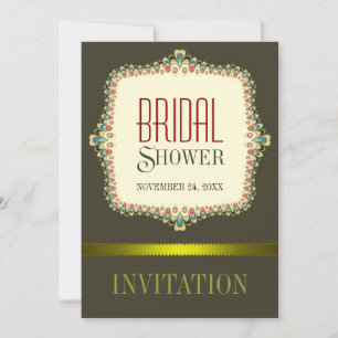 Olive Modern Vintag Bridal Dusche Einladung