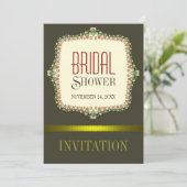 Olive Modern Vintag Bridal Dusche Einladung (Stehend Vorderseite)