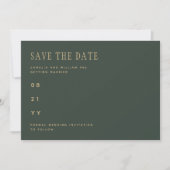Olive Moss Green Gold Hochzeit SPAREN DAS DATUM Save The Date (Vorderseite)