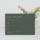 Olive Moss Green Gold Hochzeit SPAREN DAS DATUM Save The Date (Stehend Vorderseite)