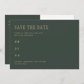Olive Moss Green Gold Hochzeit SPAREN DAS DATUM Save The Date (Vorne/Hinten)
