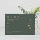 Olive Moss Green Gold Hochzeit SPAREN DAS DATUM Save The Date (Stehend Vorderseite)