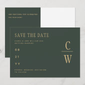 Olive Moss Green Gold Hochzeit SPAREN DAS DATUM Save The Date (Vorne/Hinten)