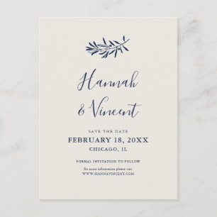 Olive Navy Save the Date Postkarte