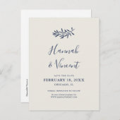 Olive Navy Save the Date Postkarte (Vorne/Hinten)
