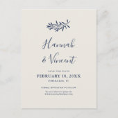 Olive Navy Save the Date Postkarte (Vorderseite)
