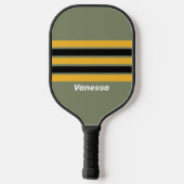 Olive Nightlight Across Striping mit Name Pickleball Schläger (Rückseite)