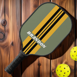 Olive Nightlight Kundgebung Streifen mit Namen Pickleball Schläger