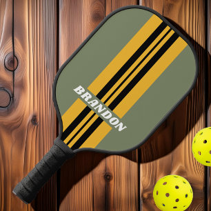 Olive Nightlight Kundgebung Streifen mit Namen Pickleball Schläger