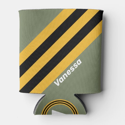 Olive Nightlight Streifen mit Namen Dosenkühler (Vorderseite)