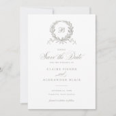 Olive Oak Wreath Monogram Save the Date Einladung (Vorderseite)