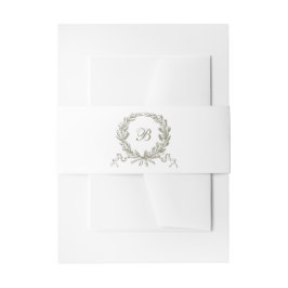 Olive Oak Wreath Sage Wedding Monogram Einladungsbanderole