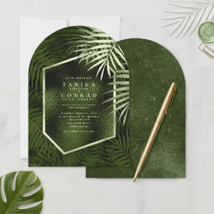 Olive Oasis Palmwedel Folie Schieferbogen ID1324 Einladung