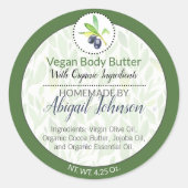 Olive Oil hausgemachte Butter oder Gelee-Etikett Runder Aufkleber (Vorderseite)