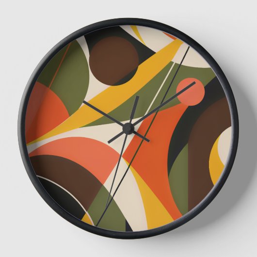 Olive Orange Retro Geometric Abstract Uhr (Vorderseite)
