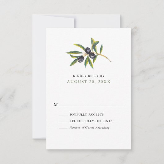 Olive Orchard Hochzeit RSVP (Vorderseite)