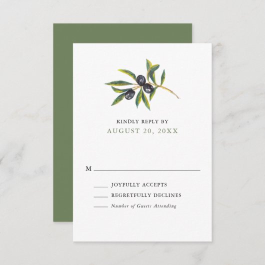 Olive Orchard Hochzeit RSVP (Vorne/Hinten)
