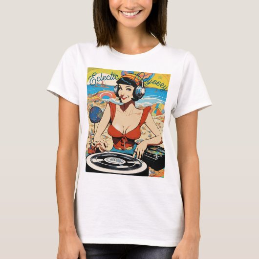 Olive Oyl DJ Turntable Psychedelic T-Shirt (Vorderseite)