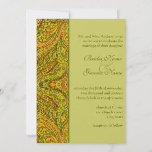 Olive Paisley Damask Einladungen zur Hochzeit