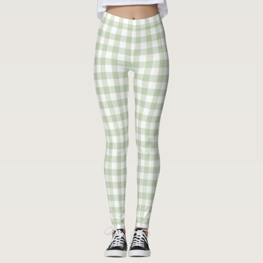 Olive Pastel Gingham Leggings (Vorderseite)
