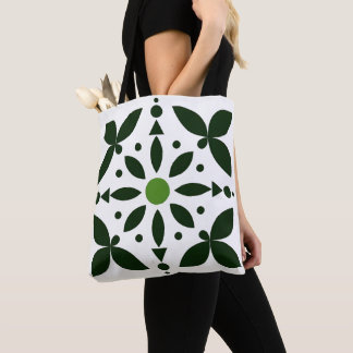 Olive Petal Grid Tote Bag Tasche