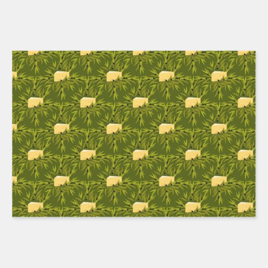 Olive Pflanze Branchen Grünes Muster Geschenkpapier Set (Vorderseite)