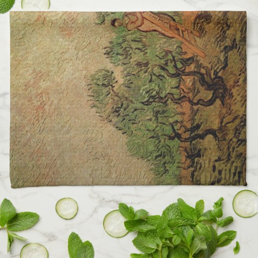 Olive Picking von Vincent van Gogh Geschirrtuch (Gefaltet)