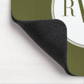 Olive Pinstripe Monogram Mousepad (Ecke)