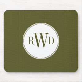 Olive Pinstripe Monogram Mousepad