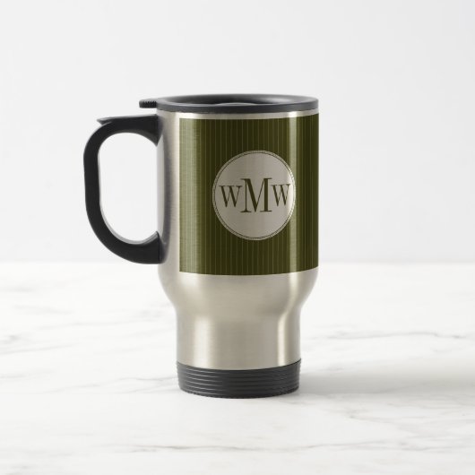 Olive Pinstripe Monogram Tasse (Links)