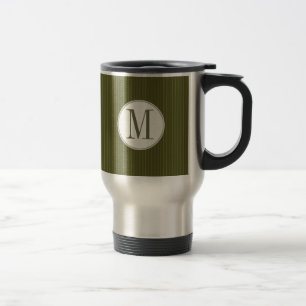 Olive Pinstripe Single Monogram Tasse