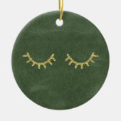 Olive Pistachio Green Gold Glitz Eyelashes Keramik Ornament (Vorne)