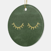 Olive Pistachio Green Gold Glitz Eyelashes Keramik Ornament (Links)