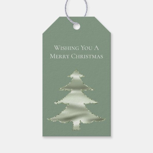 Olive Pistachio Mint Grüner Weihnachtsbaum Geschenkanhänger (Vorderseite)