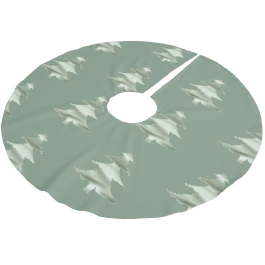 Olive Pistachio Mint Grüner Weihnachtsbaum Polyester Weihnachtsbaumdecke (Schrägansicht)