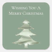 Olive Pistachio Mint Grüner Weihnachtsbaum Quadratischer Aufkleber (Vorderseite)