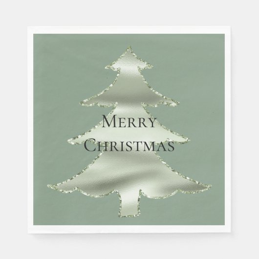 Olive Pistachio Mint Grüner Weihnachtsbaum Serviette (Vorderseite)